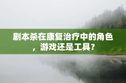 剧本杀在康复治疗中的角色，游戏还是工具？