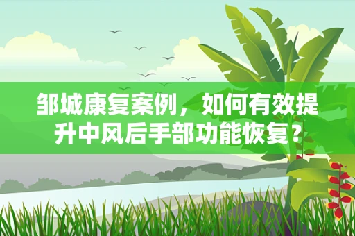 邹城康复案例，如何有效提升中风后手部功能恢复？